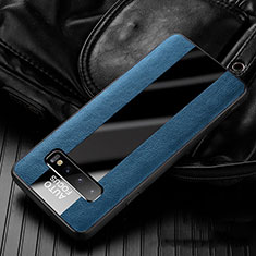 Funda Silicona Goma de Cuero Carcasa H01 para Samsung Galaxy S10 Azul