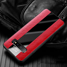 Funda Silicona Goma de Cuero Carcasa H01 para Samsung Galaxy S10 Plus Rojo