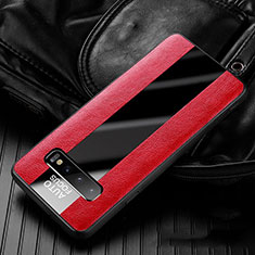 Funda Silicona Goma de Cuero Carcasa H01 para Samsung Galaxy S10 Rojo