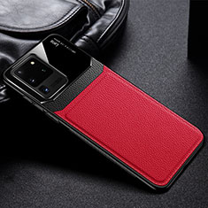 Funda Silicona Goma de Cuero Carcasa H01 para Samsung Galaxy S20 Ultra Rojo