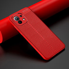 Funda Silicona Goma de Cuero Carcasa H01 para Xiaomi Mi 11 5G Rojo