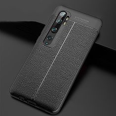 Funda Silicona Goma de Cuero Carcasa H01 para Xiaomi Mi Note 10 Negro