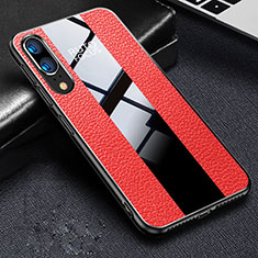 Funda Silicona Goma de Cuero Carcasa H02 para Huawei P20 Rojo