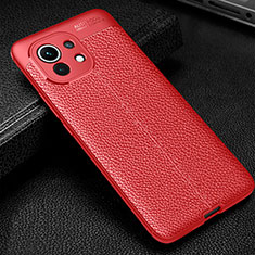 Funda Silicona Goma de Cuero Carcasa H02 para Xiaomi Mi 11 5G Rojo