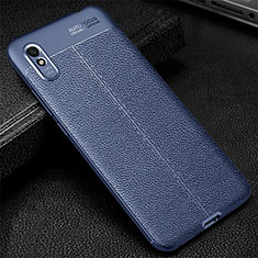 Funda Silicona Goma de Cuero Carcasa H02 para Xiaomi Redmi 9AT Azul