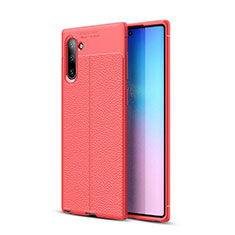 Funda Silicona Goma de Cuero Carcasa H03 para Samsung Galaxy Note 10 5G Rojo