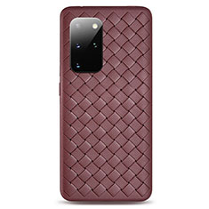 Funda Silicona Goma de Cuero Carcasa H05 para Samsung Galaxy S20 Plus 5G Marron