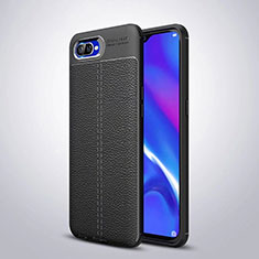 Funda Silicona Goma de Cuero Carcasa H06 para Oppo K1 Negro