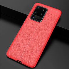 Funda Silicona Goma de Cuero Carcasa H06 para Samsung Galaxy S20 Ultra Rojo