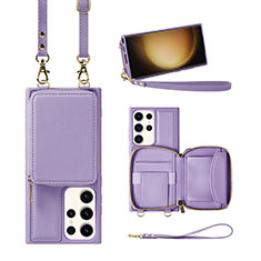 Funda Silicona Goma de Cuero Carcasa JM1 para Samsung Galaxy S22 Ultra 5G Morado