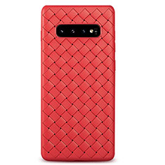 Funda Silicona Goma de Cuero Carcasa L02 para Samsung Galaxy S10 Rojo