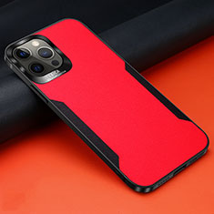 Funda Silicona Goma de Cuero Carcasa N01 para Apple iPhone 12 Pro Max Rojo