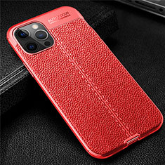 Funda Silicona Goma de Cuero Carcasa para Apple iPhone 12 Pro Max Rojo