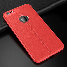 Funda Silicona Goma de Cuero Carcasa para Apple iPhone 6 Plus Rojo