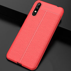 Funda Silicona Goma de Cuero Carcasa para Huawei Enjoy 10 Rojo