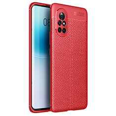 Funda Silicona Goma de Cuero Carcasa para Huawei Nova 8 5G Rojo