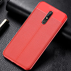 Funda Silicona Goma de Cuero Carcasa para Nokia X5 Rojo