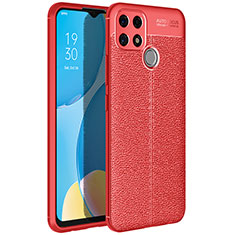 Funda Silicona Goma de Cuero Carcasa para Oppo A15 Rojo