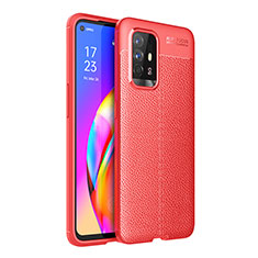 Funda Silicona Goma de Cuero Carcasa para Oppo A95 5G Rojo