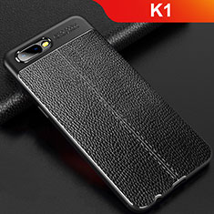 Funda Silicona Goma de Cuero Carcasa para Oppo K1 Negro