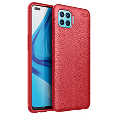 Funda Silicona Goma de Cuero Carcasa para Oppo Reno4 Lite Rojo