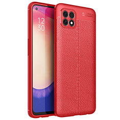 Funda Silicona Goma de Cuero Carcasa para Oppo Reno4 SE 5G Rojo