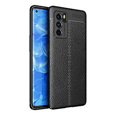 Funda Silicona Goma de Cuero Carcasa para Oppo Reno6 Pro 5G India Negro