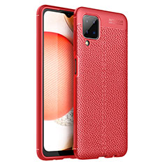 Funda Silicona Goma de Cuero Carcasa para Samsung Galaxy A12 Nacho Rojo