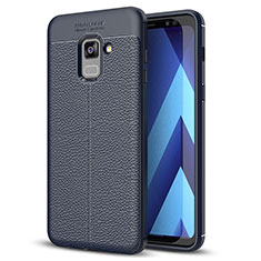 Funda Silicona Goma de Cuero Carcasa para Samsung Galaxy A8+ A8 Plus (2018) A730F Azul