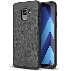 Funda Silicona Goma de Cuero Carcasa para Samsung Galaxy A8+ A8 Plus (2018) A730F Negro