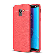 Funda Silicona Goma de Cuero Carcasa para Samsung Galaxy J6 (2018) J600F Rojo