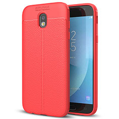 Funda Silicona Goma de Cuero Carcasa para Samsung Galaxy J7 (2017) Duos J730F Rojo