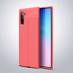 Funda Silicona Goma de Cuero Carcasa para Samsung Galaxy Note 10 5G Rojo