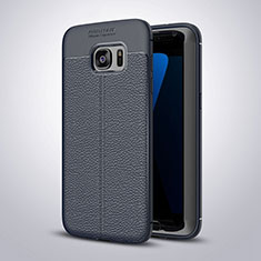 Funda Silicona Goma de Cuero Carcasa para Samsung Galaxy S7 Edge G935F Azul