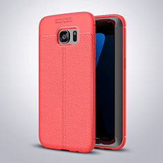 Funda Silicona Goma de Cuero Carcasa para Samsung Galaxy S7 Edge G935F Rojo