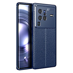 Funda Silicona Goma de Cuero Carcasa para Vivo X80 Pro 5G Azul