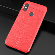 Funda Silicona Goma de Cuero Carcasa para Xiaomi Mi A2 Lite Rojo