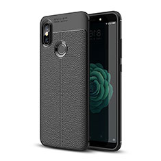 Funda Silicona Goma de Cuero Carcasa para Xiaomi Mi A2 Negro