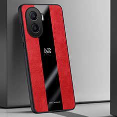 Funda Silicona Goma de Cuero Carcasa PB1 para Huawei Honor X7a Rojo