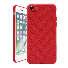 Funda Silicona Goma de Cuero Carcasa S01 para Apple iPhone 8 Rojo