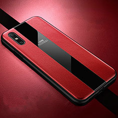 Funda Silicona Goma de Cuero Carcasa S01 para Huawei Enjoy 10e Rojo