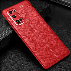 Funda Silicona Goma de Cuero Carcasa S01 para Huawei Honor 30 Pro Rojo