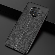 Funda Silicona Goma de Cuero Carcasa S01 para OnePlus 7T Negro