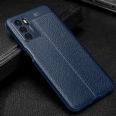 Funda Silicona Goma de Cuero Carcasa S01 para Oppo A54s Azul