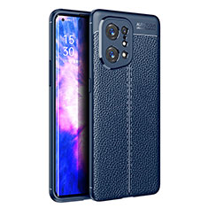 Funda Silicona Goma de Cuero Carcasa S01 para Oppo Find X5 5G Azul