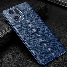 Funda Silicona Goma de Cuero Carcasa S01 para Oppo Find X5 Pro 5G Azul