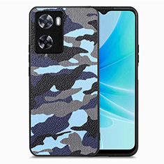 Funda Silicona Goma de Cuero Carcasa S01D para Oppo A57 4G Azul