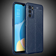 Funda Silicona Goma de Cuero Carcasa S02 para Oppo A54s Azul