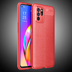 Funda Silicona Goma de Cuero Carcasa S02 para Oppo Reno6 Z 5G Rojo