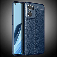 Funda Silicona Goma de Cuero Carcasa S02 para Oppo Reno7 SE 5G Azul